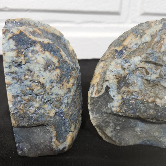 Vintage Blue Agate Stone Bookends by Brazil Gems - Picture 5 of 9